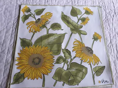 Vtg 4 Vera Ladybug Sunflower Floral Cotton Linen Blend Napkins No Stains XLNT • $24
