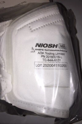 $16.99 • Buy AOK N95 Face Mask NIOSH Approved V Fold With Soft Silicone Seal Large - 10 Masks