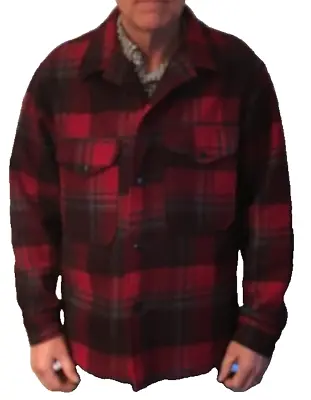 Pendleton Mackinaw Cruiser Wool Red Plaid Jacket Coat USA Large • $125