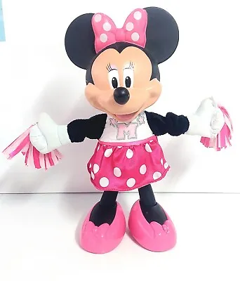 Vintage-Disney Cheerin Minnie Mouse Cheerleader Cheers Sings Shakes Pom Poms • $19.27
