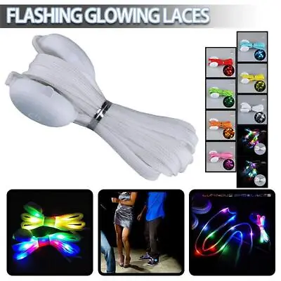 £4.69 • Buy LED Shoe Laces Flash Light Up Colours Glow Flashing Cotton Shoelaces Cool Party