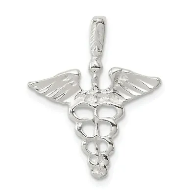 925 Sterling Silver Caduceus Medical Symbol Charm Pendant 0.99 Inch • $14.80