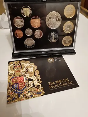 2009 UK ROYAL MINT 12 COIN DELUXE PROOF SET WITH KEW 50 PENCE - Cased Mint Condi • £425