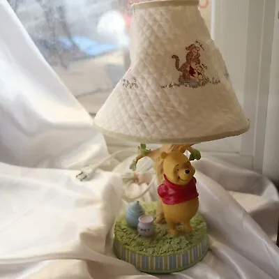 Vintage Winnie The Pooh Nursery Table Lamp W/ Pooh Honey Pots & Tree Nursery • $35.99