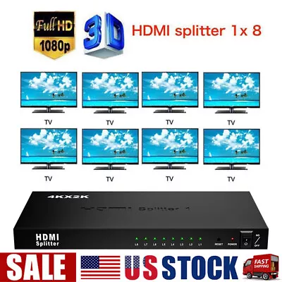 8 Port HDMI Splitter 1X8 Ultra HD 4K 30Hz 1 In 8 Out Split Display Audio Video • $40.50