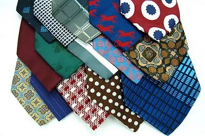 30 Vtg FAT WIDE POLY CRAFT NECKTIE TIES Quilting Sewing School Project LOT   • $47.99