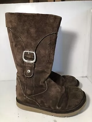 UGG Cargo III Boots Brown Suede Leather Sheepskin Side Pocket Womens Sz 5 5132 • $29.99