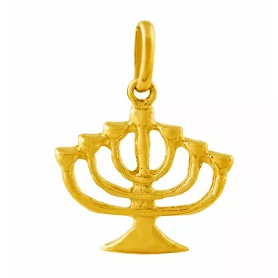 14K Yellow Gold Menorah Junior Necklace Pendant • $99.75