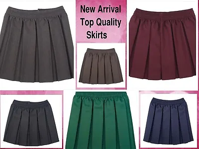 £7.39 • Buy Girls School Skirts Box Pleated Elasticated Waist Skirt Kids School Uniform New