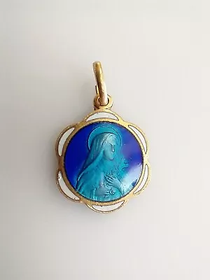 Vintage Catholic Blue White Enamel Religious Medal St Therese  • $35.99