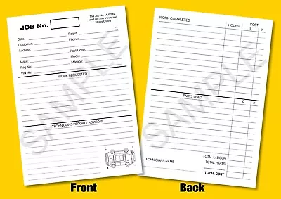 A5 Garage Workshop Repair Job Cards - Job Sheet - Time Card - Works Card - White • £13.50