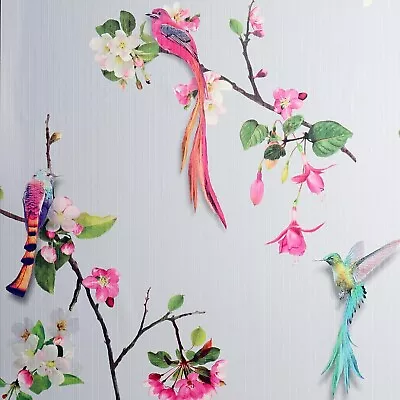 2 Rolls Arthouse Wallpaper Birds Of Paradise Grey/Pink 297101 10F.2 • £9.99