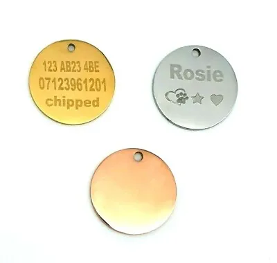 ENGRAVED PET TAGS - Personalised Id Dog Cat Tag  Stainless Steel  Small Identity • £3.49