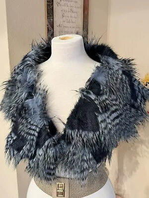 Faux Fur Wrap Fancy Feather Shawl Wrap 46”x7” Handmade • $60