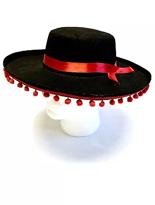 Matador Costume Spanish Hat Black And Red Bull Fighter Party  • $14.99