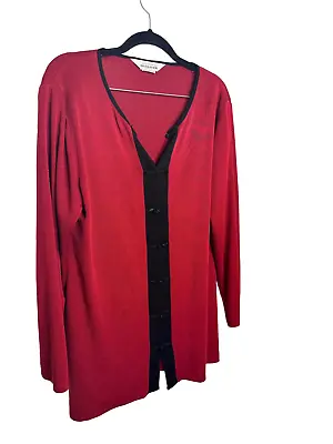 Misook Red & Black Acrylic Sweater Sz Medium Long Sleeve Women's • $25