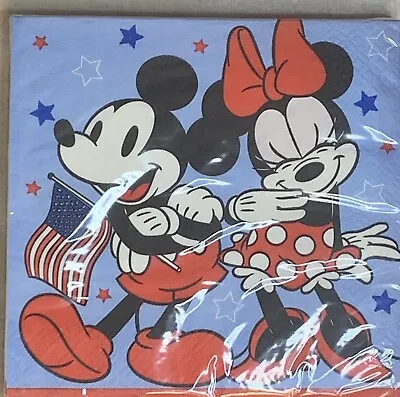 Disney Mickey Mouse Minnie Patriotic July 4th Party 20ct Paper Napkins • $4.95