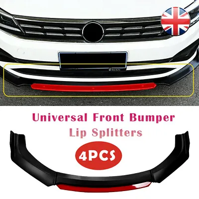 Universal Gloss Black Car Front Bumper Protector Lip Body Spoiler Splitter Kit • £19.79