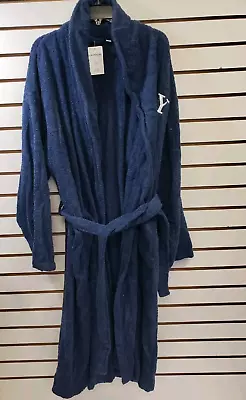 Linum Turkish Cotton Terry Bathrobe (Unisex)- Size L/XL Navy With White Monogram • $35