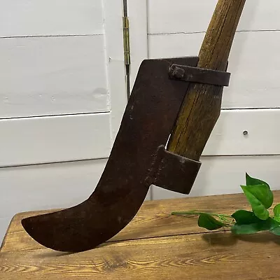 Antique Axe Handle Scythe Sickle Primitive Hand Blacksmith Barn Farm Wood Metal • $135