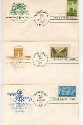 PATRIOTIC WW2 Farnam 929/940 ARMED FORCES SERIES SET OF 6 LARGE HAND CANCELS • $13.99