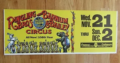 Vintage RINGLING BROS & BARNUM & BAILEY CIRCUS 108th Year SUBWAY Cardboard Sign • $125