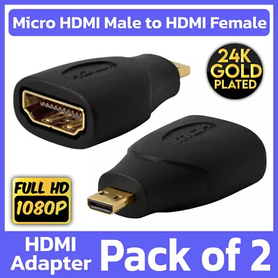 2 Pack Micro HDMI Adapter HDMI Female To Micro Male Type D Connector Converter • $10.99
