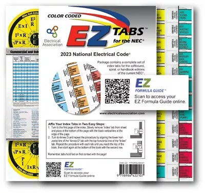 2023 NEC EZ INDEX Tabs (Color Coded) 2 Ohm's Law Sticker & Raceway Wire Chart • $17.95