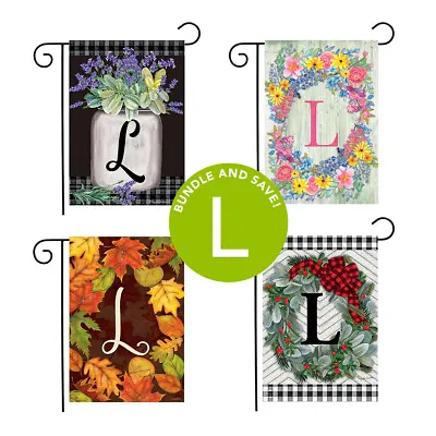 Seasons Monogram Letter L Garden Flag Bundle - Set Of 4 - 12.5  X 18  Gift Set • $19.99