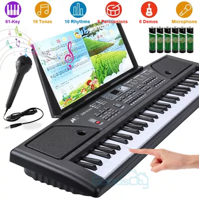 61-Key Portable Piano Keyboard With Power Adapter Microphone Music Stand • $58.91