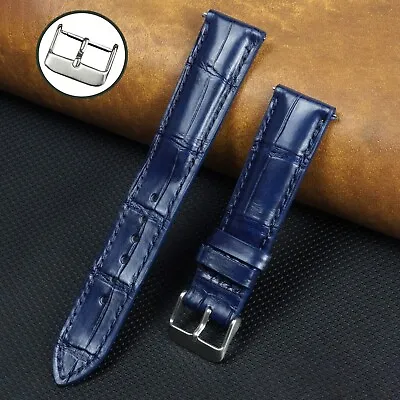 21mm Blue Leather Watch Band Real Crocodile Alligator Watch Strap Gift For Men • $23.74