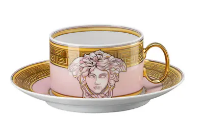 Versace Rosenthal Medusa Amplified Pink Coin- Tea Cup & Saucer • $225