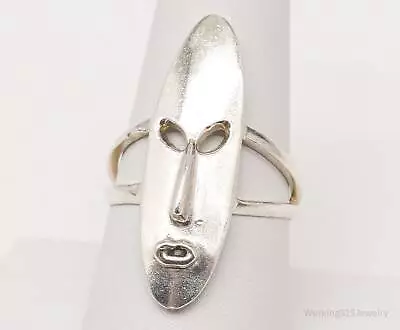 Vintage Aztec Mayan Mask Sterling Silver Ring Size 8.75 • $75