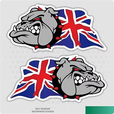 4 X British Bulldog Wavy Union Jack Car Van Lorry Self Adhesive Vinyl Sticker • £2.59