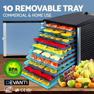 10 Trays Food Dehydrator Home Commercial Fruit Dryer Jerky Beef Maker BPA Free • $146