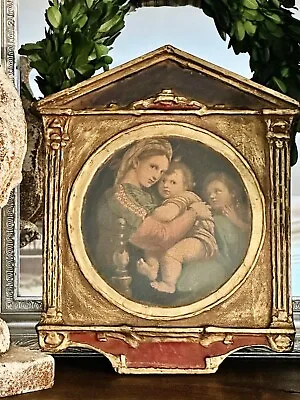 VTG Gesso DuroCraft Regal Art Co Chicago  Madonna Of The Chair  By Raphael 10x12 • $175