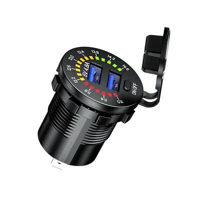 Car Charger Socket Adapter Dual USB Phone Fast Charging W/LED Voltmeter ON OFF • $11.17