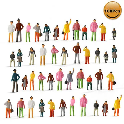 100pcs Model Trains 1:75 Painted Figures HO OO Scale Standing Seated People P75 • $7.99