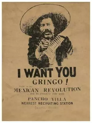 Pancho Villa POSTER **VERY LARGE** I Want You Gringo! Mexican Revolution! Mexico • $26.89