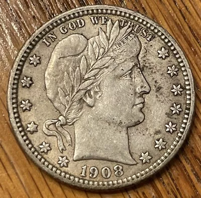 1908-D Barber Quarter CHOICE XF Extra Fine Nice Original Silver Coin • $79