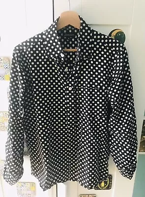 Mens Black & White Polka Dot Shirt (S) Mod 60s - Good Condition • £6.50