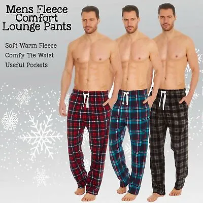 Mens Fleece Pyjamas Trouser Bottoms Lounge Pants Loungwear Nightwear • £7.99
