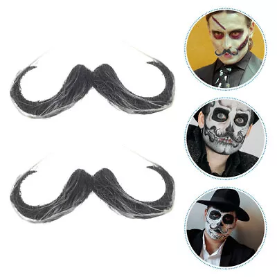  2Pcs Fake Beard Lifelike Mustache Realistic Bead Simulated Mustache Fancy Dress • £5.87