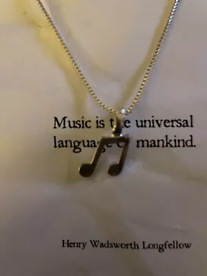 Music Note Necklace Silver Stainless Steel Musician Pendant On Music Saying Card • $3