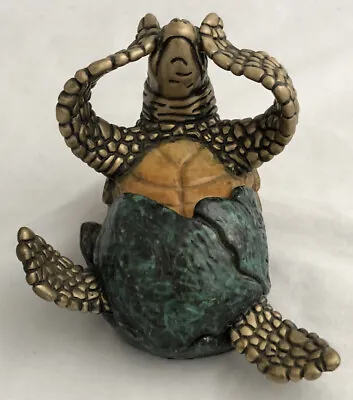 JOSEPH QUILLAN BRONZE YTURTLEK MILLENNIUM TURTLE 2pc SCULPTURE FIGURINE #17/75 • £235.24