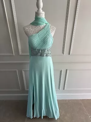 Forever Unique Prom Party Holiday Embellished Mint Green Cutout Maxi Dress UK12  • £50