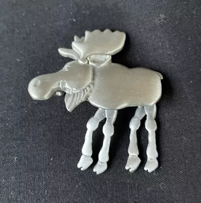 Pewter Dangling Leg Moose Pin Brooch Spoontiques Articulated • $12