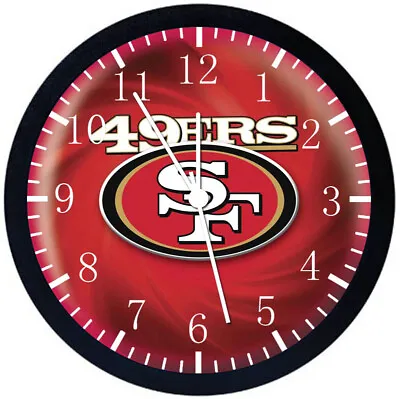 49ers Wall Clock Large 12  Black Frame Glass Face Non-Ticking E95 • $29