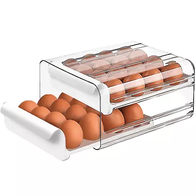 Kitchen Pull-out Type Egg Storage Rack Fridge Organizer Egg Creative Holder Box • £9.91