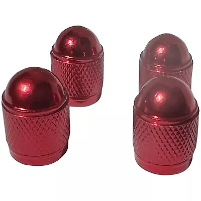 4x RED Aluminum Tire/Rim Valve Stem/Wheel Dust Cover Caps (Round Style) • $1.99